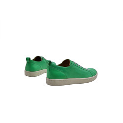 Baires napa verde cian blanco elástico zapatillas de cuero hechas a mano - Cooperative Handmade