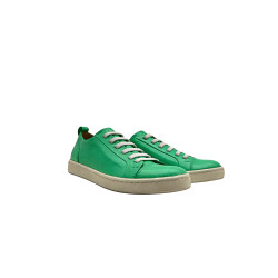 Baires napa verde cian blanco elástico zapatillas de cuero hechas a mano - Cooperative Handmade