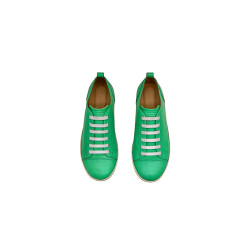 Baires napa verde cian blanco elástico zapatillas de cuero hechas a mano - Cooperative Handmade