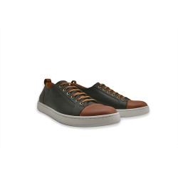 Baires bee versión napa negro álamo caramelo blanco zapatillas de cuero hechas a mano - Cooperative Handmade