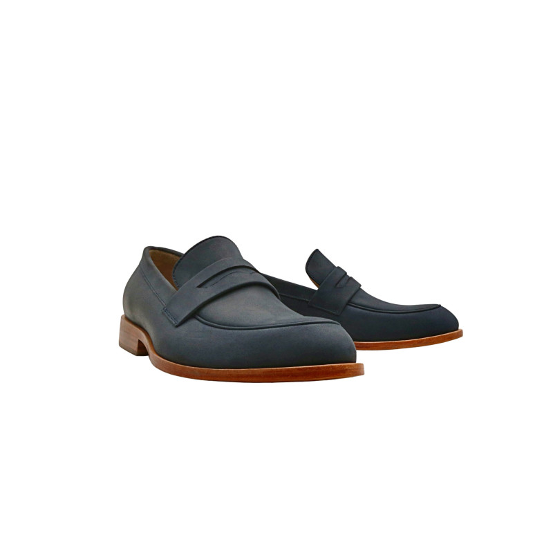 Otto version B azul océano graso mocasines de cuero hechos a mano - Cooperative Handmade