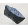 1656 billetera de cuero hecha a mano napa negro detalles azul