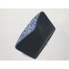 1656 billetera de cuero hecha a mano napa negro detalles azul