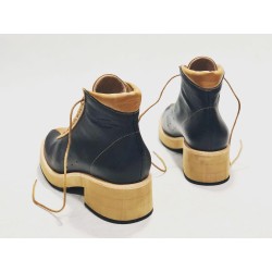 Patagonia zapatos hechos a mano de cuero napa negro ranger caramelo detalles caramelo negro beige