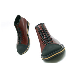 Ocho rojo negro beige zapatos de cuero hechos a mano - Cooperative Handmade