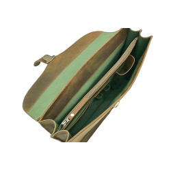 Viejo Matías verde graso olivo porta laptop de cuero hecho a mano - Cooperative Handmade