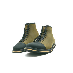 Ocho verde olivo negro mate detalles beige zapatos de cuero hechos a mano - Cooperative Handmade