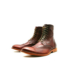 Coco rojo botines de cuero hechos a mano - Cooperative Handmade