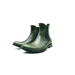 Hache verde alamo negro botines de cuero hechos a mano - Cooperative Handmade