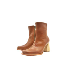 Lulú alamo caramelo natural botines de cuero hechos a mano - Cooperative Handmade