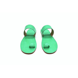 Arena verde cian sandalias de cuero hecho a mano - Cooperative Handmade