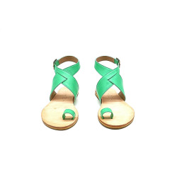 Jara verde cian sandalias de cuero hechas a mano - Cooperative Handmade