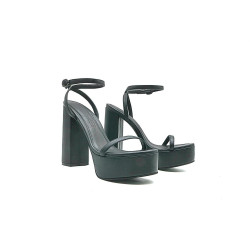 Colette platform napa negro tacos de cuero hechos a mano - Cooperative Handmade