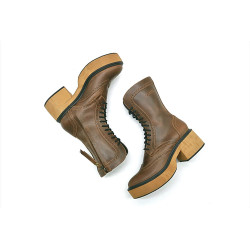 Coco Large cerato camel detalles negro botines de cuero hechos a mano - Cooperative Handmade